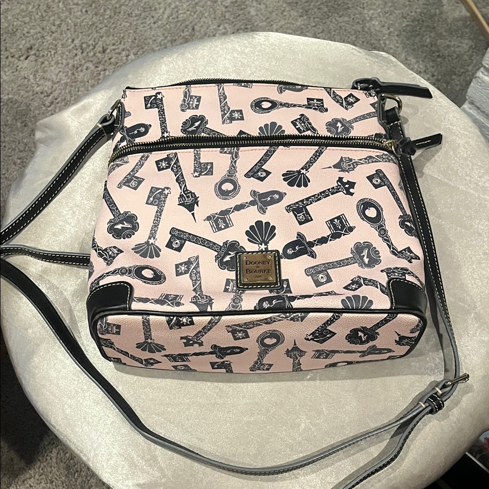 Dooney & Bourke Key Print Crossbody Bag in Pink and Black